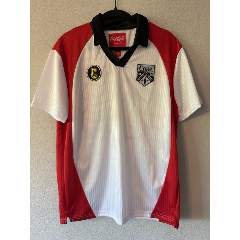 Coca Cola Soccer Jersey Medium Small Retro Coke Athletic Shirt Patchwork